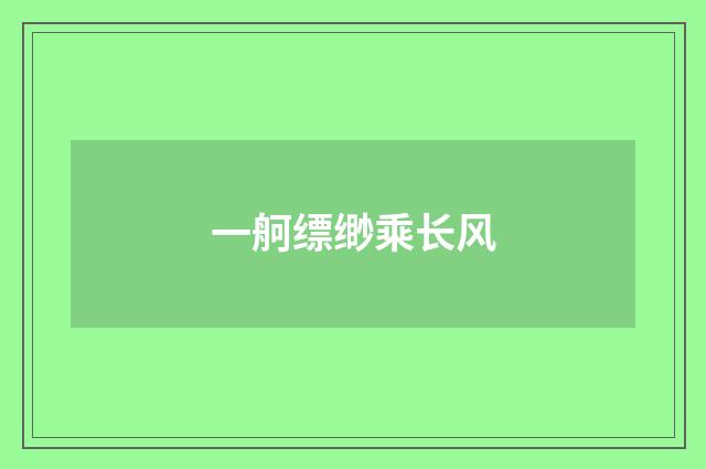 一舸缥缈乘长风