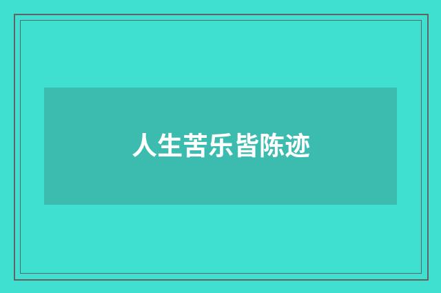 人生苦乐皆陈迹