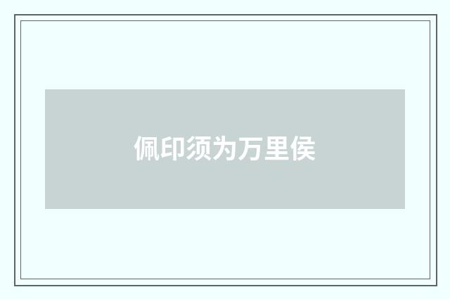 佩印须为万里侯