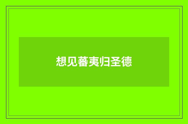 想见蕃夷归圣德