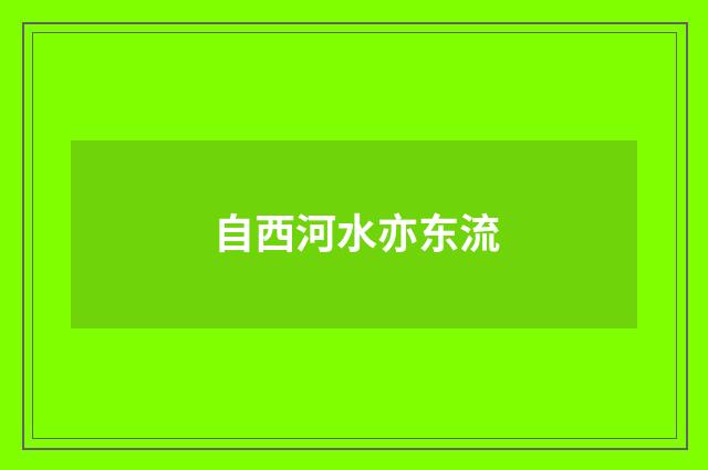 自西河水亦东流