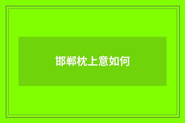 邯郸枕上意如何