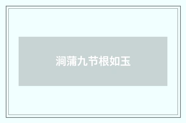 涧蒲九节根如玉