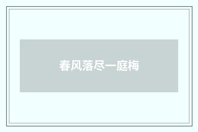 春风落尽一庭梅