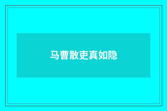 马曹散吏真如隐