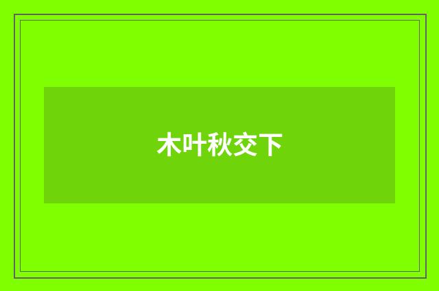 木叶秋交下