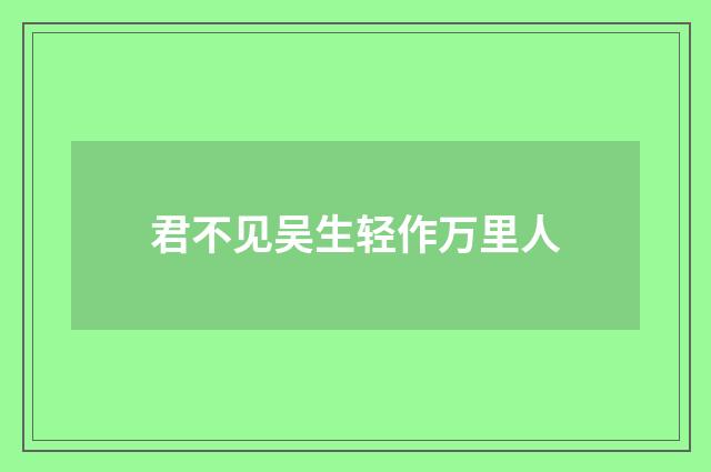 君不见吴生轻作万里人