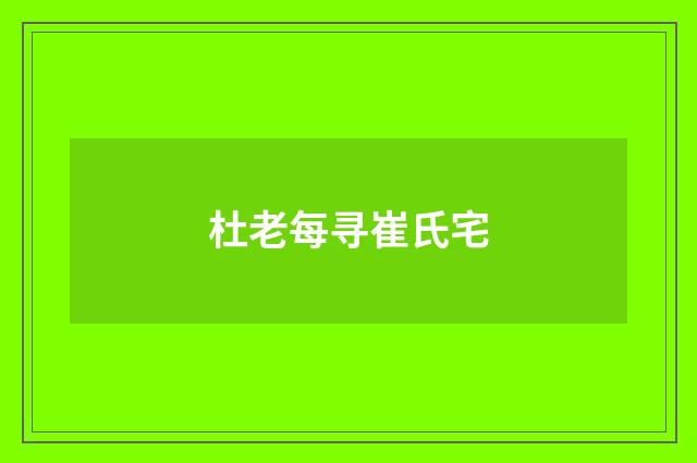 杜老每寻崔氏宅
