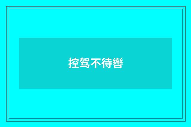 控驾不待辔
