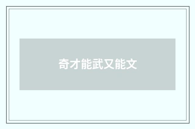 奇才能武又能文