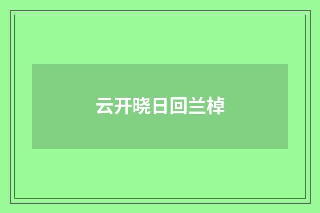 云开晓日回兰棹