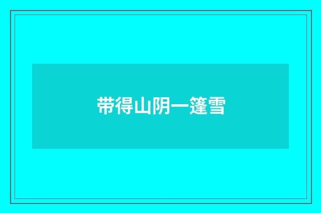 带得山阴一篷雪