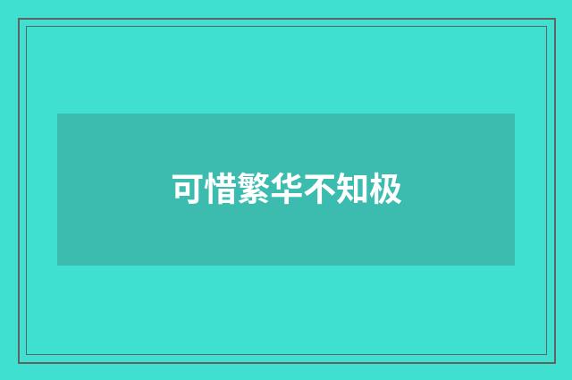可惜繁华不知极