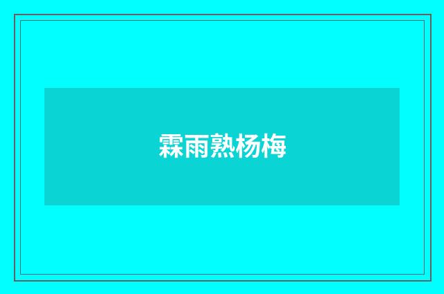 霖雨熟杨梅