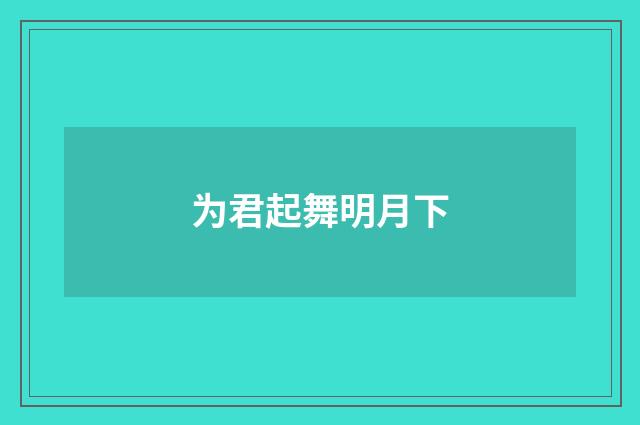 为君起舞明月下