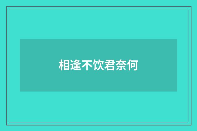 相逢不饮君奈何