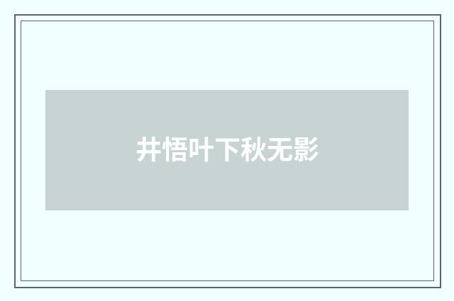 井悟叶下秋无影