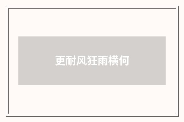 更耐风狂雨横何