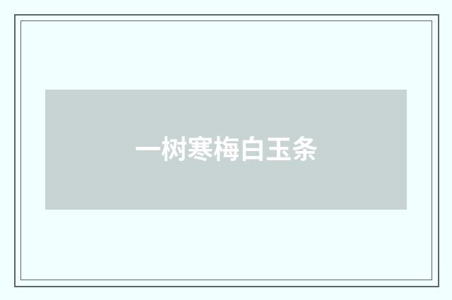 一树寒梅白玉条