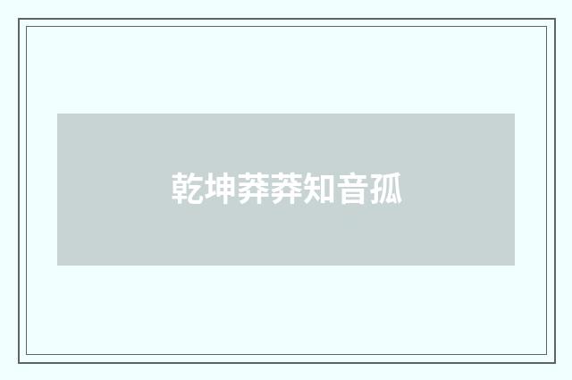 乾坤莽莽知音孤