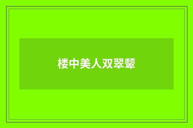 楼中美人双翠颦