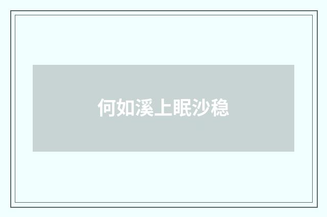 何如溪上眠沙稳