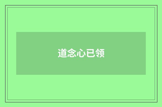 道念心已领
