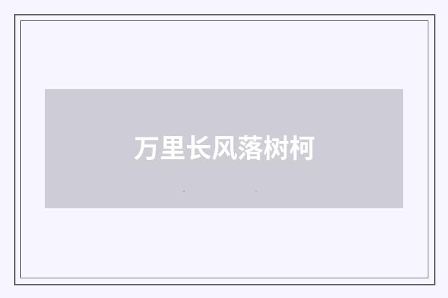 万里长风落树柯