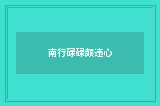 南行碌碌颇违心