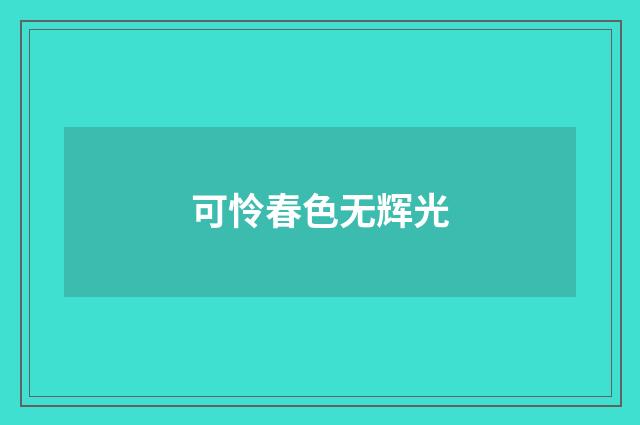 可怜春色无辉光