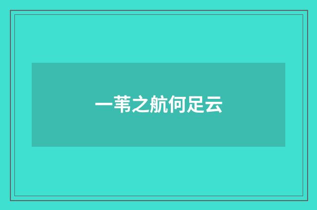 一苇之航何足云