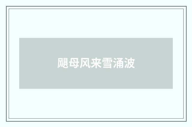 飓母风来雪涌波