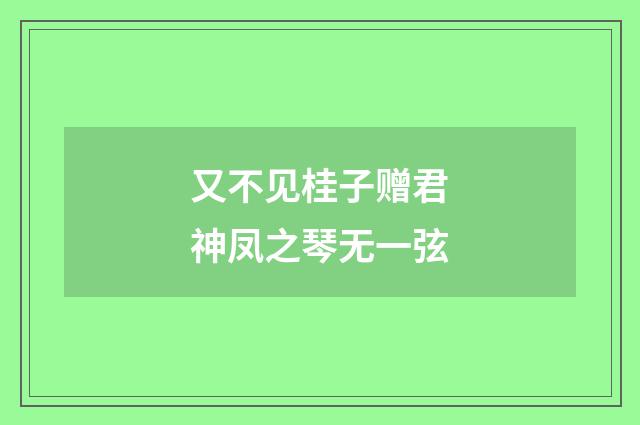 又不见桂子赠君神凤之琴无一弦
