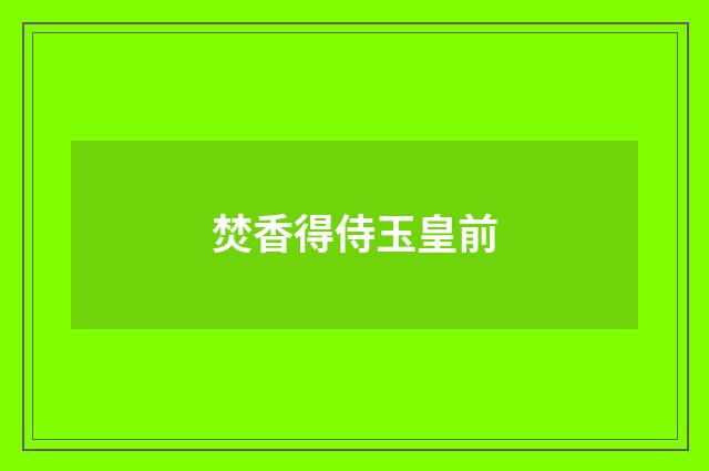 焚香得侍玉皇前