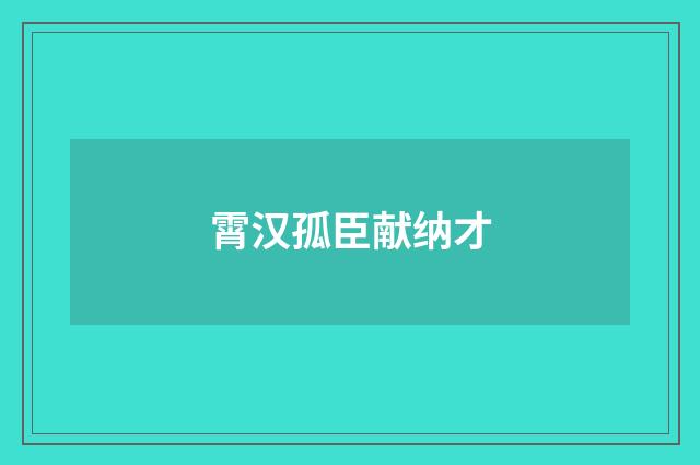霄汉孤臣献纳才