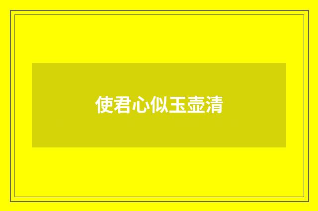 使君心似玉壶清