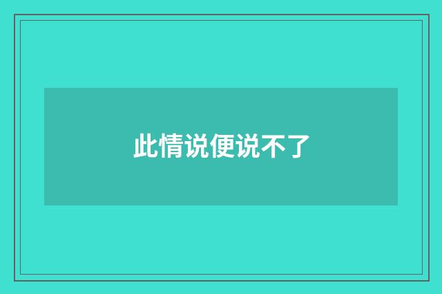此情说便说不了