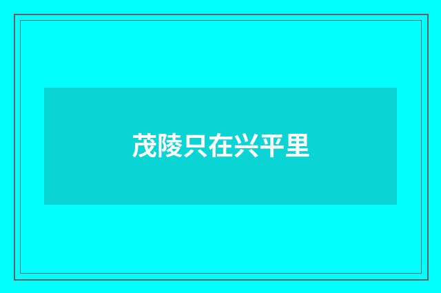 茂陵只在兴平里