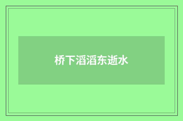 桥下滔滔东逝水