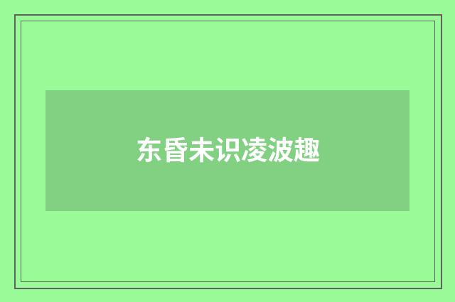 东昏未识凌波趣