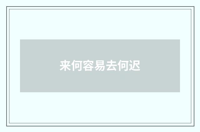 来何容易去何迟