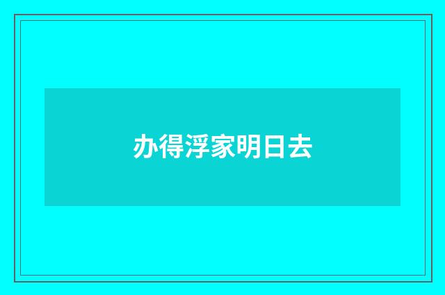 办得浮家明日去
