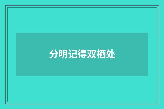 分明记得双栖处