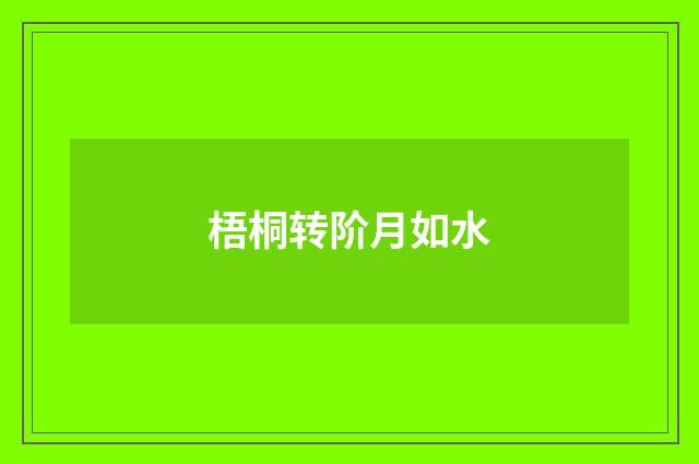 梧桐转阶月如水