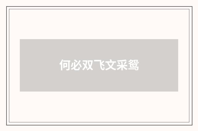 何必双飞文采鸳