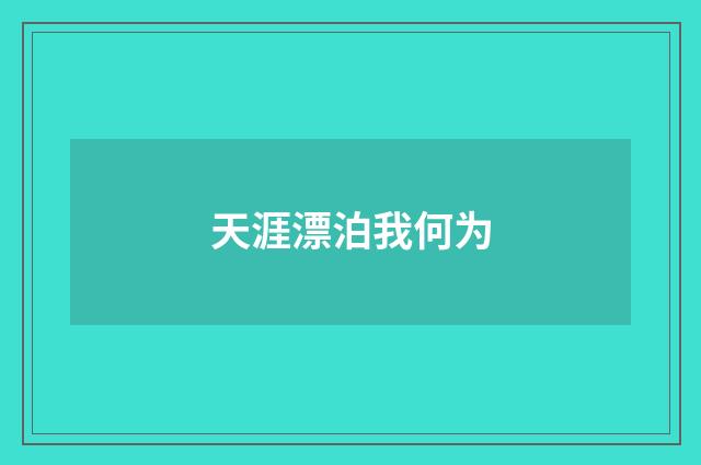 天涯漂泊我何为