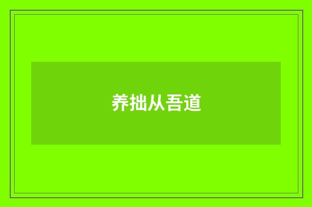 养拙从吾道
