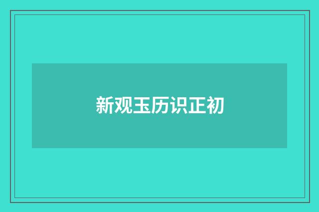 新观玉历识正初