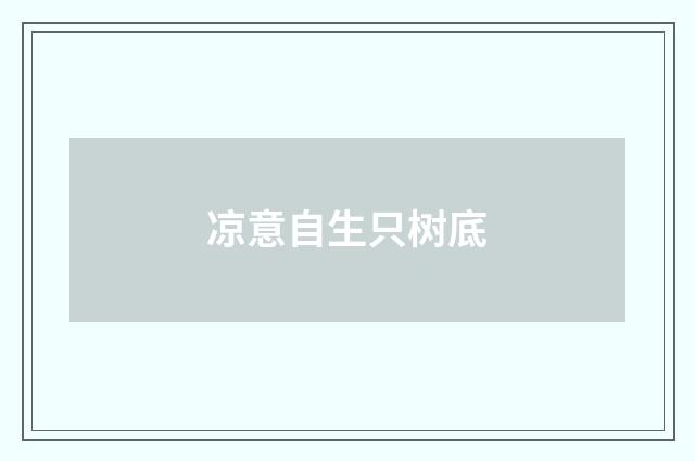 凉意自生只树底