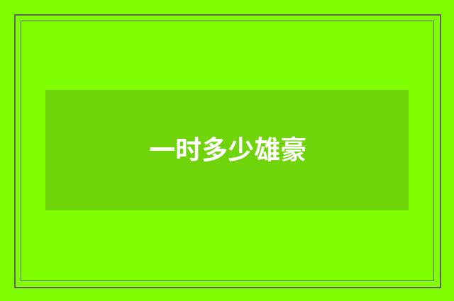一时多少雄豪